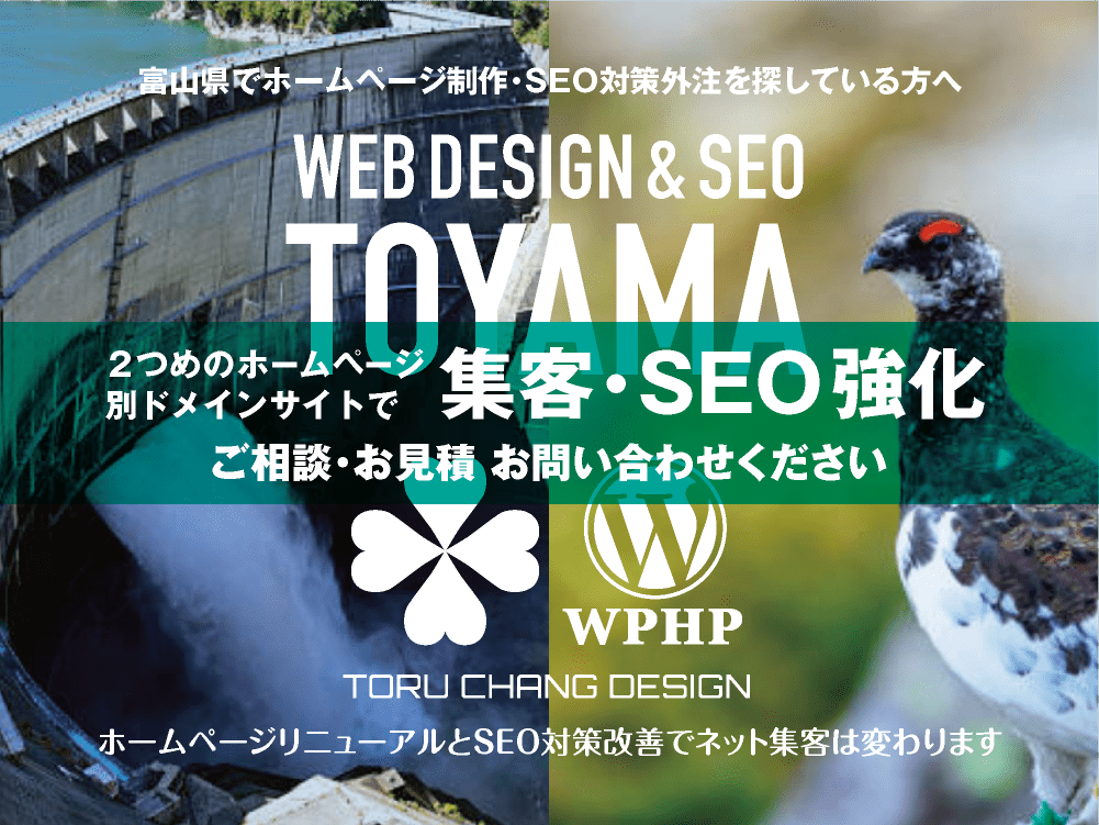 富山県でネット集客・SEO対策強化｜2ND SITE PLAN｜2つめのホームページ制作プラン｜サテライトサイトでSEO改善｜toruchang-seo.com